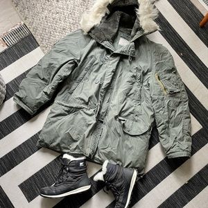 Military Style USAF Parka N-3B Lancer Clothing Winter Fur Hood Coat Medium